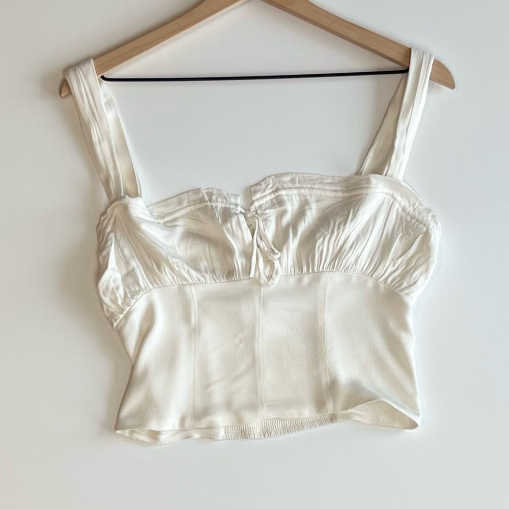 Urban Outfitters Cropped Ruffled Top with Adjustable straps Size: Small